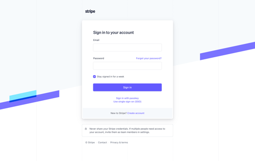 Stripe
				signin page example