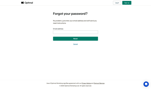 Optimal
				password reset page example