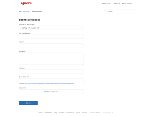 Quora
				contact page example
