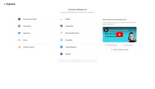 Equals
				account setup page example