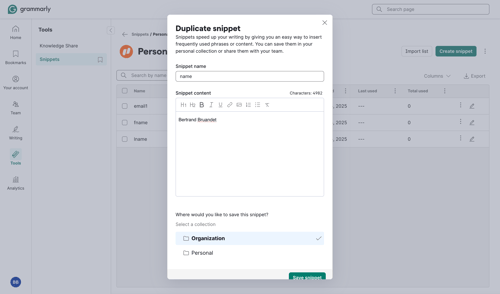 Grammarly screen example