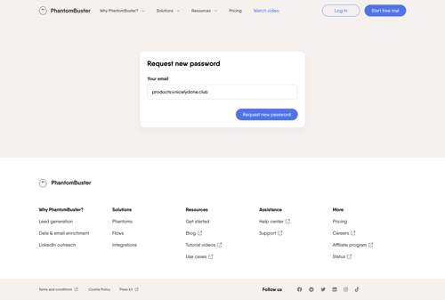 PhantomBuster
				password reset page example