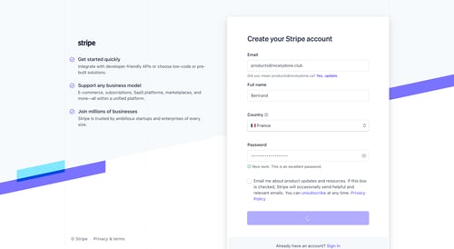 Stripe
				signup page example