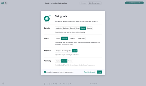 Grammarly screen example