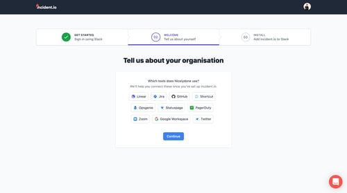 Incident
				onboarding page example