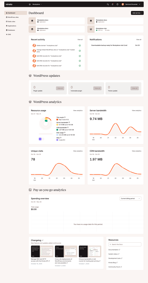 Kinsta screen example