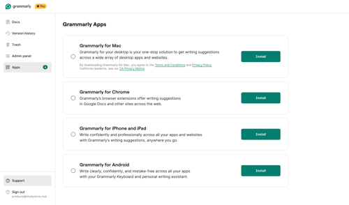 Grammarly screen example