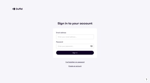 Duffel
				signin page example