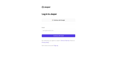 Jasper
				signin page example