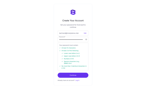 Evervault
				signup page example