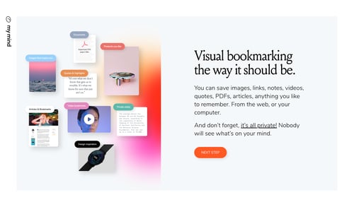 Mymind
				onboarding page example
