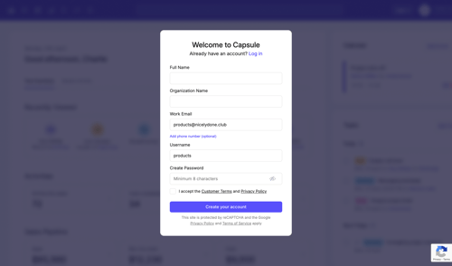 Capsule
				signup page example