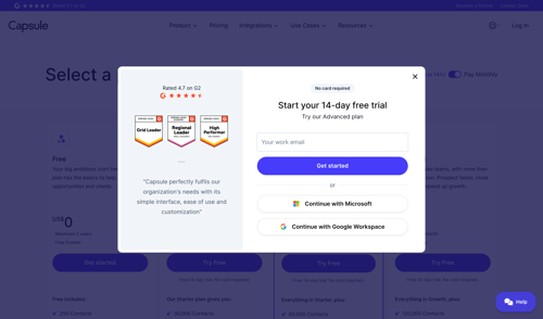 Capsule
				signup page example