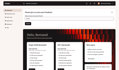 Kinsta screen example