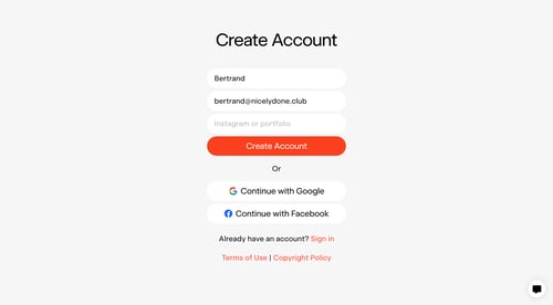 Exactly
				signup page example