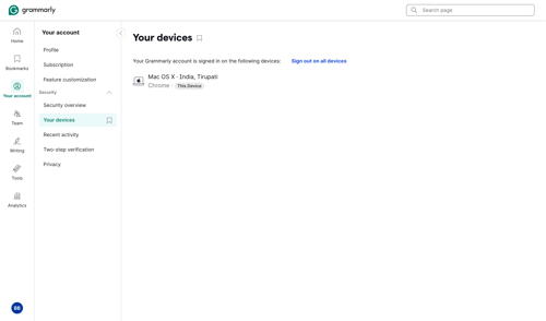 Grammarly screen example