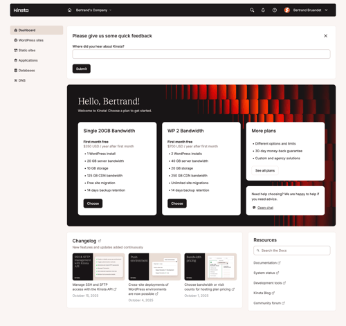 Kinsta screen example