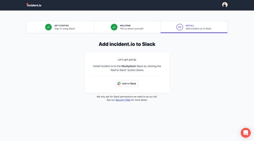 Incident
				onboarding page example