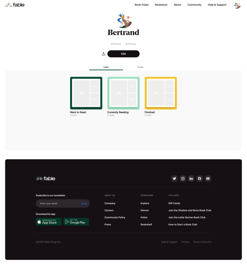 Fable
				profile page example