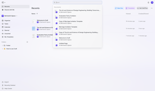 Craft screen example