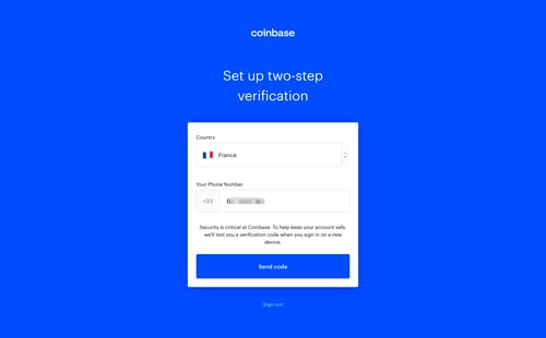 Coinbase
				onboarding page example