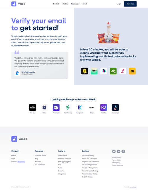 Waldo
				signup page example