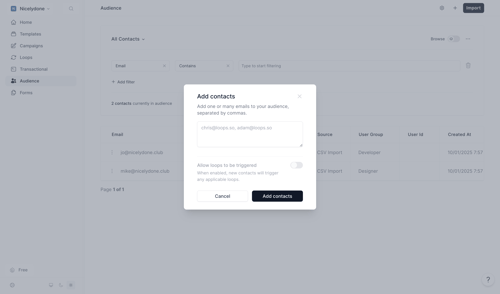 Loops screen example