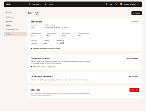 Kinsta screen example