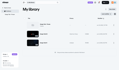 Vimeo screen example
