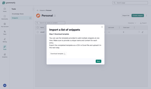 Grammarly screen example