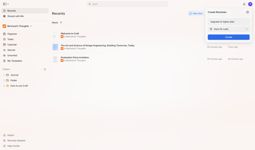 Craft screen example