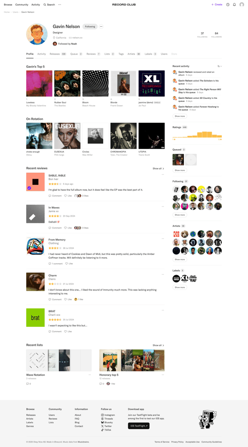 Record club
			            ux ui design