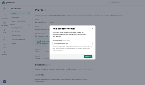 Grammarly screen example
