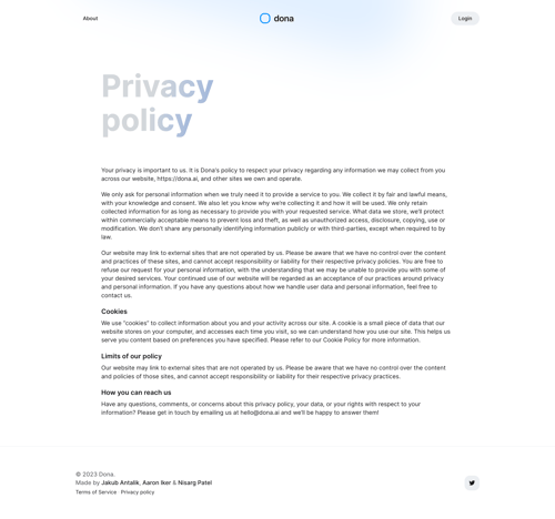 Dona
				privacy policy page example