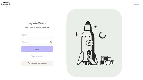 Wanda
				signin page example