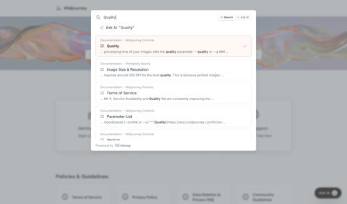 Midjourney
				documentation page example