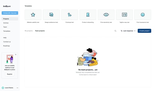 Ballpark
				empty state page example