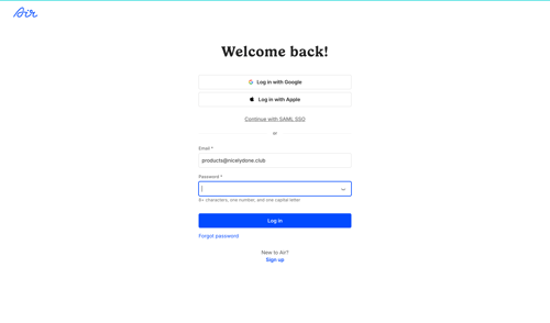 Air
				signin page example