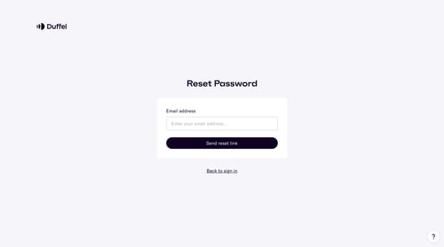 Duffel
				password reset page example