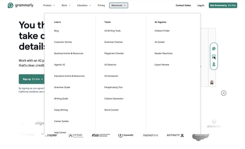 Grammarly
				dropdown & other states page example