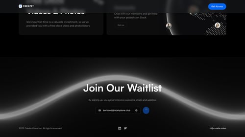 Create Video entering email screen example
