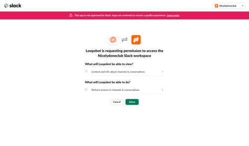 Loops screen example