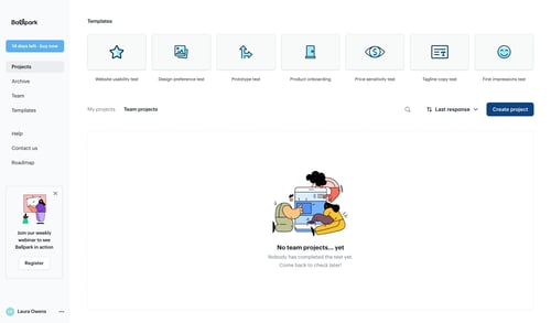 Ballpark
				empty state page example