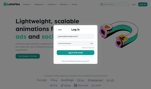 Lottie
				signin page example