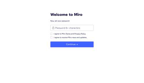 Miro
				signup page example