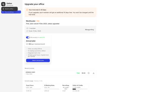 Gather screen example