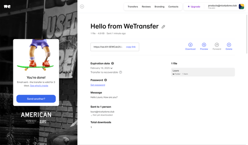 WeTransfer
				landing page page example