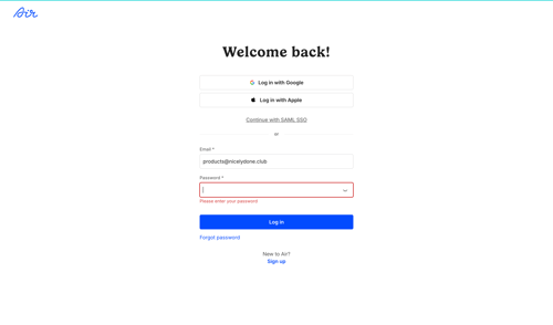 Air
				signin page example