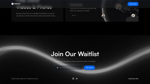 Create Video viewing waitlist invite screen example