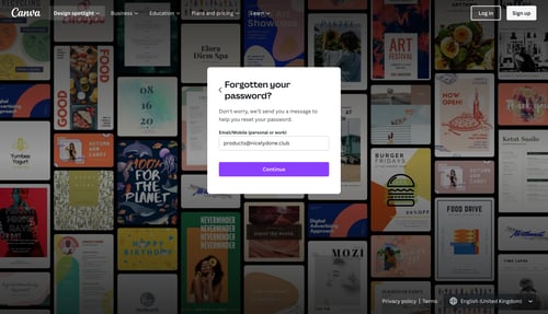 Canva
				password reset page example